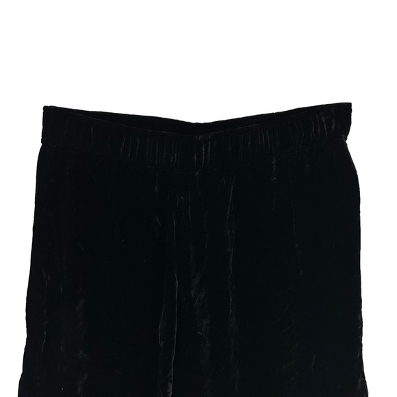 IVY JANE Pants Crushed Velvet Silk Blend Crop Palazzo Wide Leg Black - Picture 4 of 7